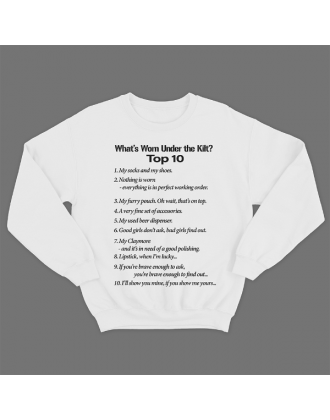 Прикольный свитшот с принтом "What's Worn under the Kilt?"